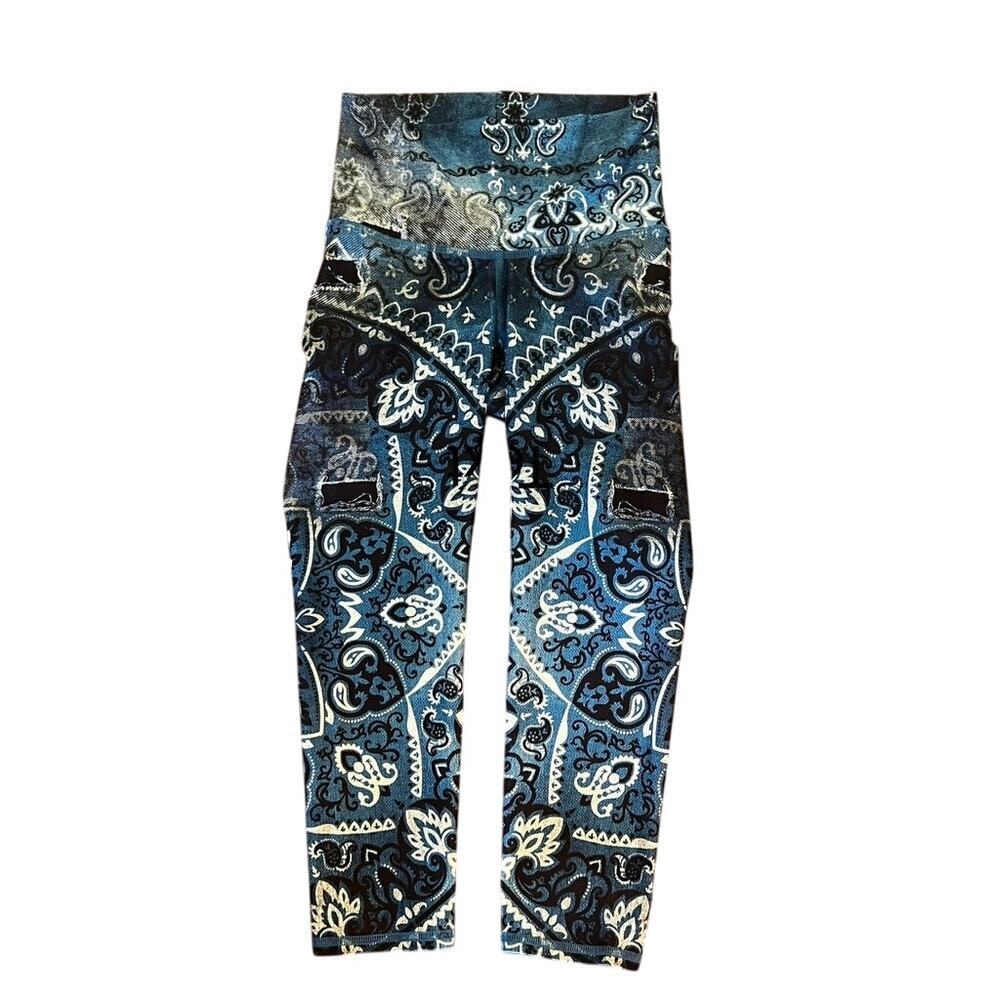 NWT Niyama Sol Beachcomber capri California Love blue white activewear yoga szXS